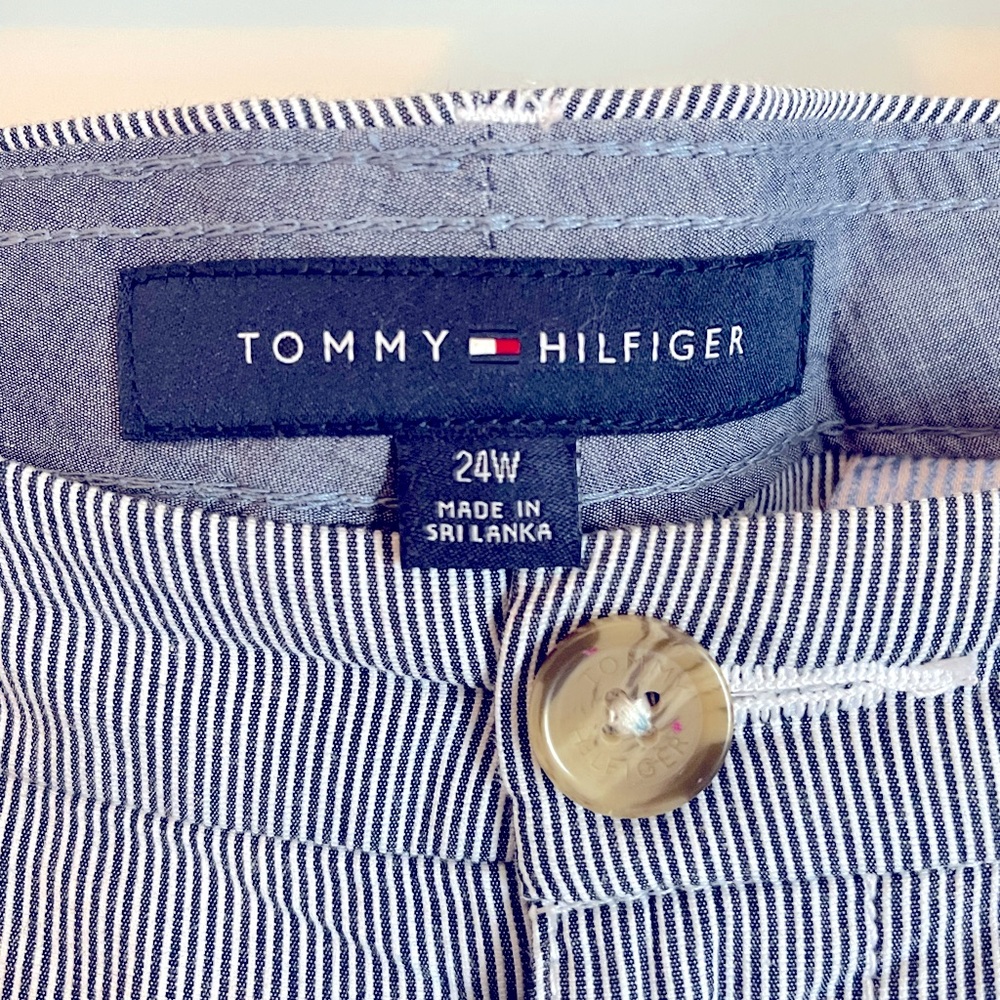 Navy/White Pinstripe Size 24 Tommy Hilfiger Cotton Slacks - Picture 7 of 9